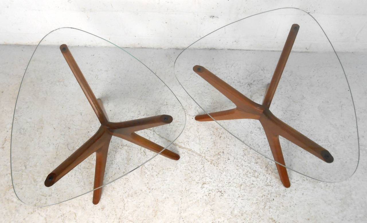 Pair Mid-Century Modern Adrian Pearsall Jack Style End Tables In Good Condition In Brooklyn, NY