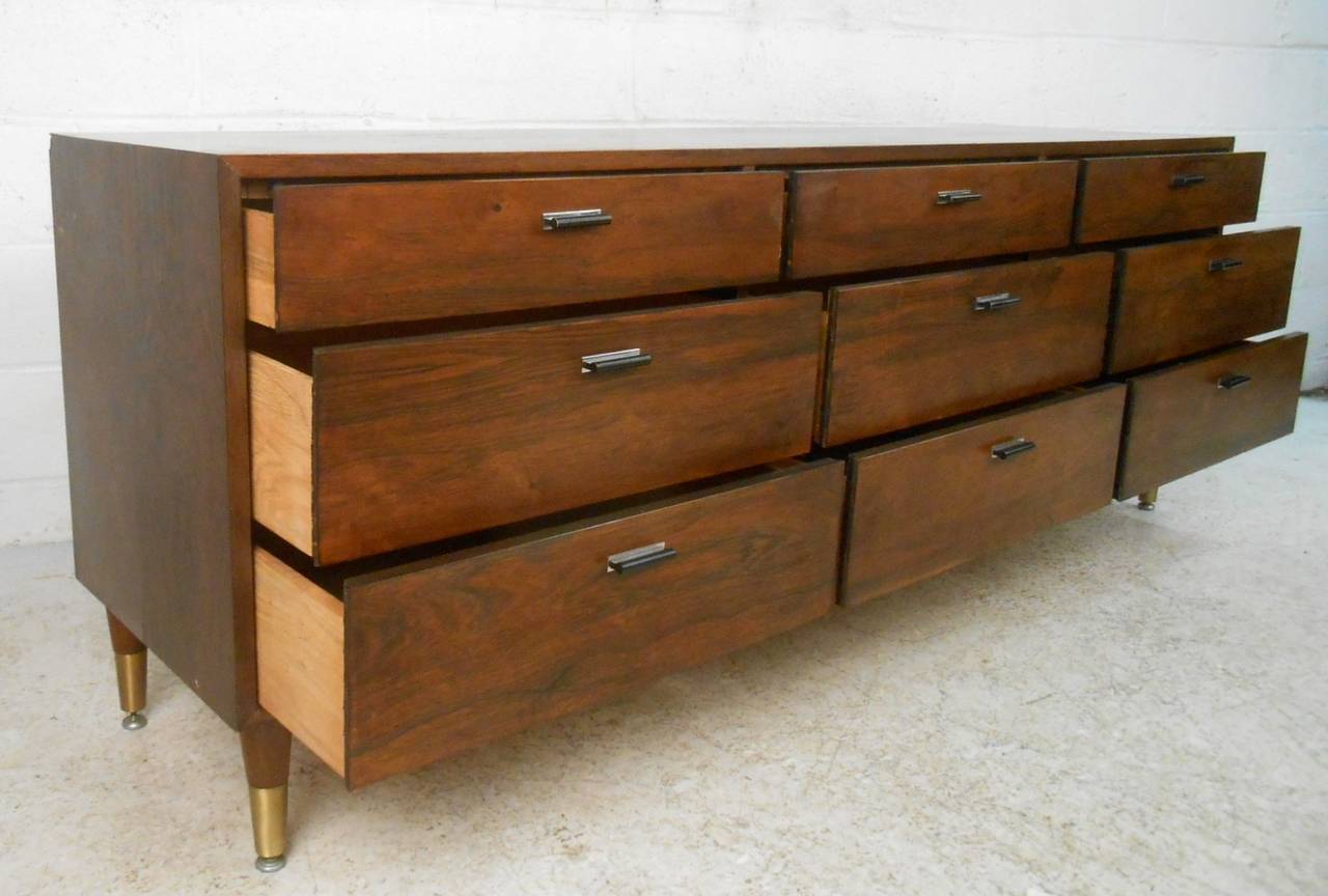Mid-Century Modern Vintage Nine Drawer Rosewood Dresser after Harvey Probber