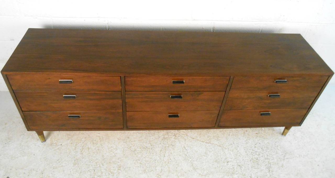 American Vintage Nine Drawer Rosewood Dresser after Harvey Probber