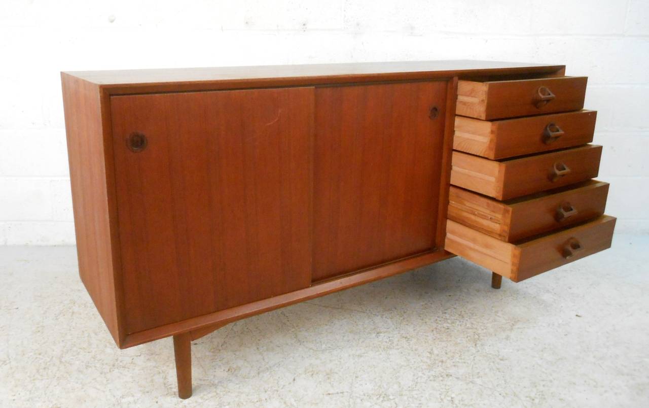 Unique MidCentury Modern Danish Teak Credenza For Sale at 1stDibs