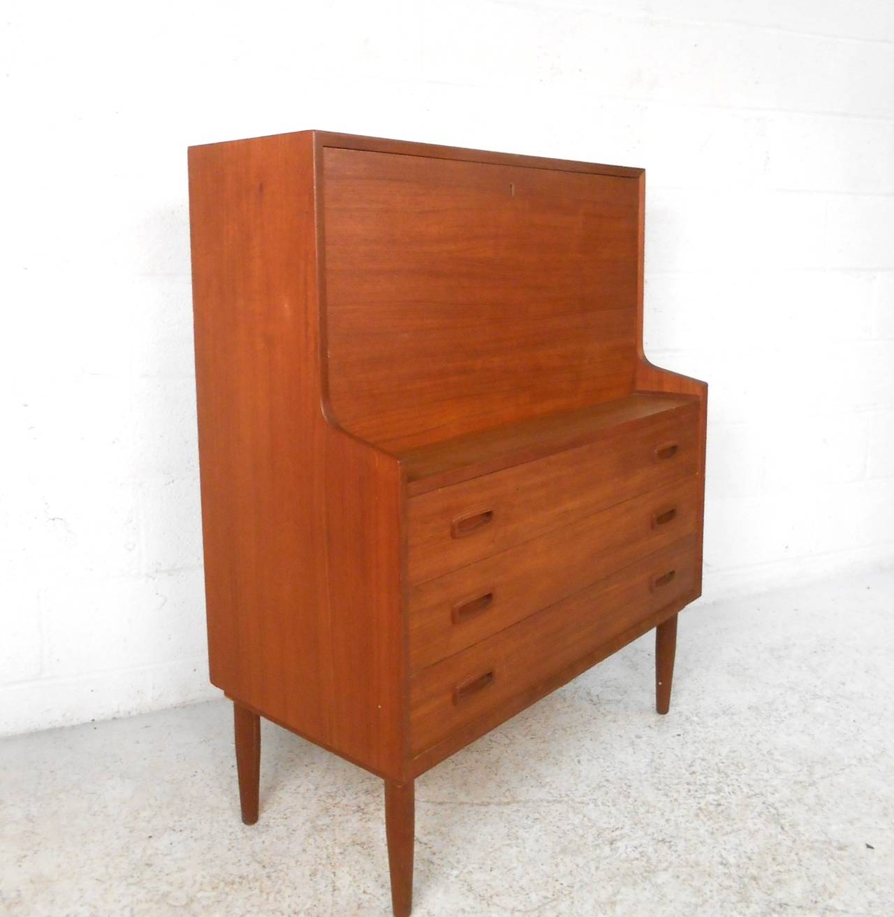 mid century modern drop front desk