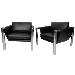 Pair Of Tubular Chrome Arm Chairs