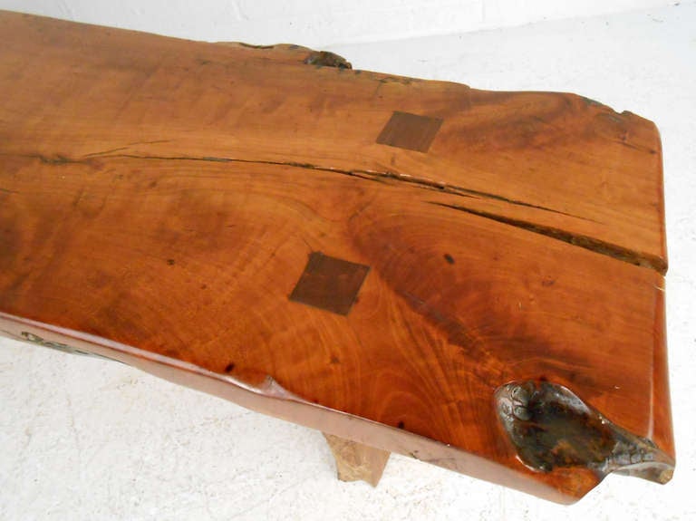 Rustic Wood Slab Coffee Table In Good Condition In Brooklyn, NY