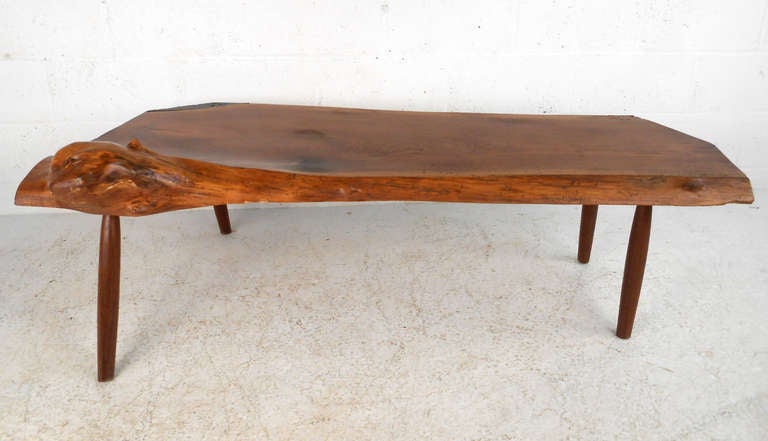 Rustic Vintage Modern Wood Slab Coffee Table