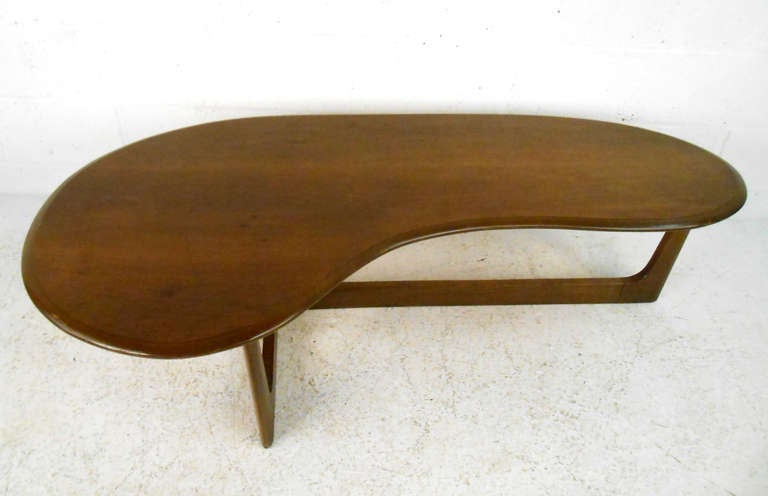 American Lane Style Walnut Kidney Coffee Table