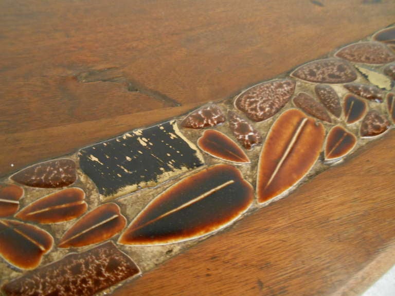 Mid-Century Modern Mid-century Modern Walnut Coffee Table with Tile Inlay