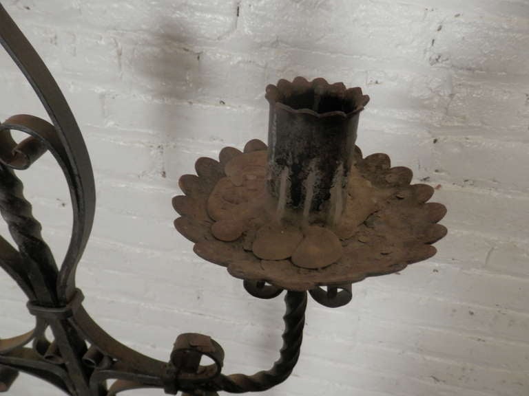 Detailed Iron Candelabra In Good Condition In Brooklyn, NY