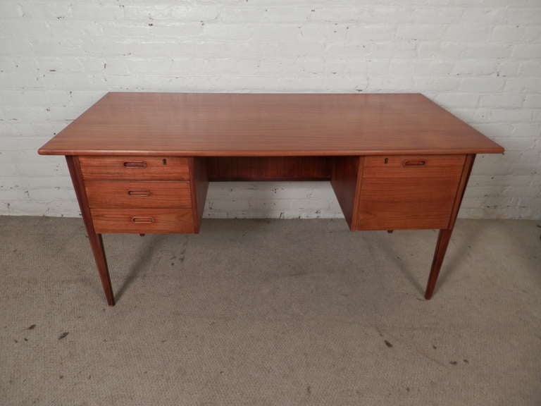 Double Sided Teak Desk at 1stdibs