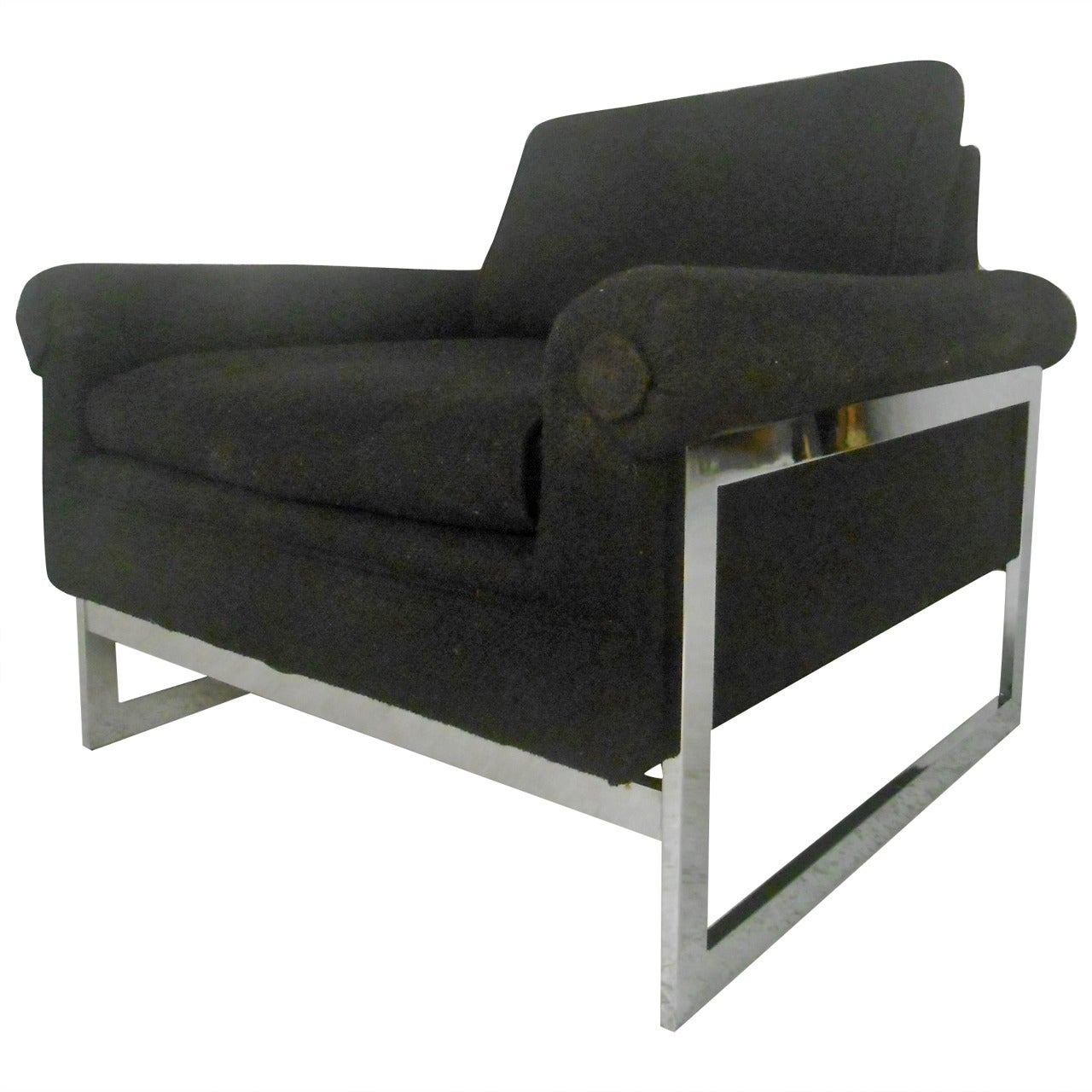 Stylish Mid-Century Modern Chrome Frame Lounge Chair