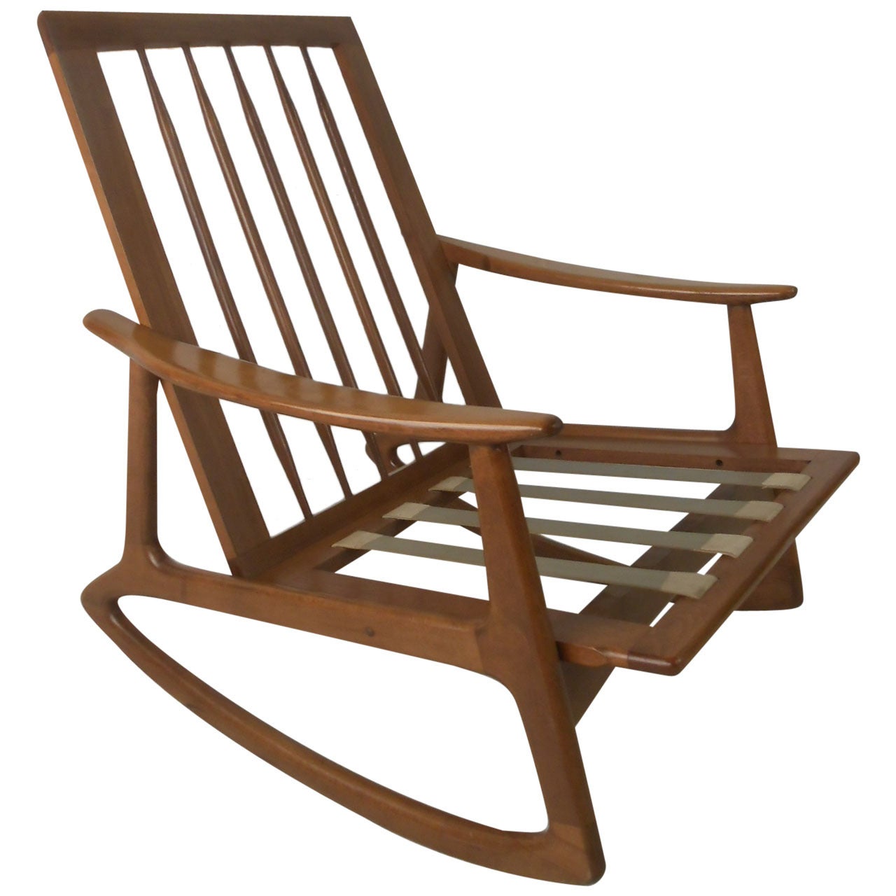 Mid-Century Modern Hardwood Rocking Chair