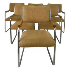 Set of Mid-Century Modern Mies van der Rohe Brno Style Dining Chairs