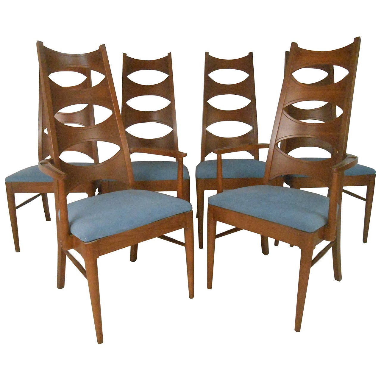 Set of Mid-Century Modern Cat Eye Dining Chairs by Kent Coffey