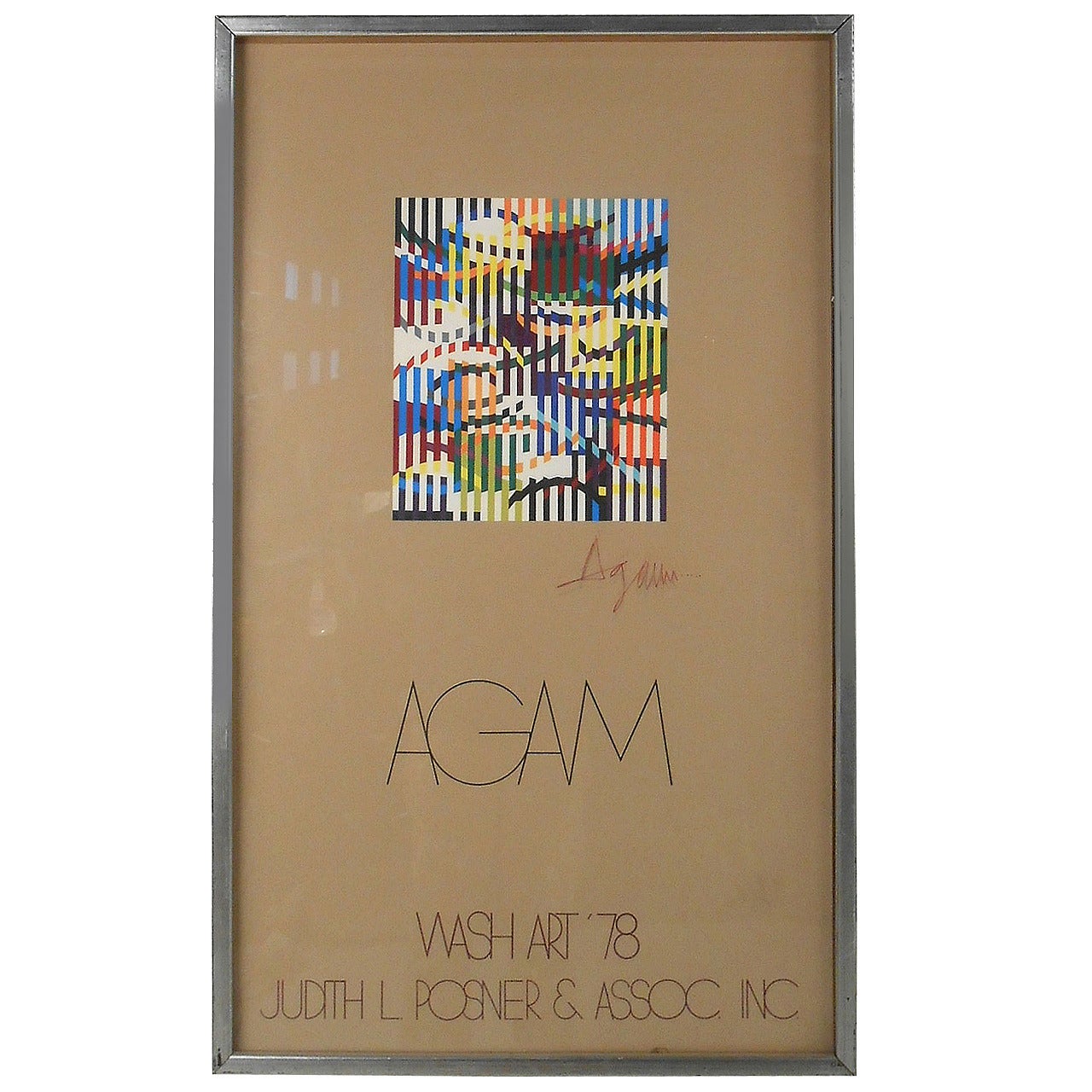 Mid-Century Modern Yaacov Agam Agamograph Art Print Wash Art, 1978