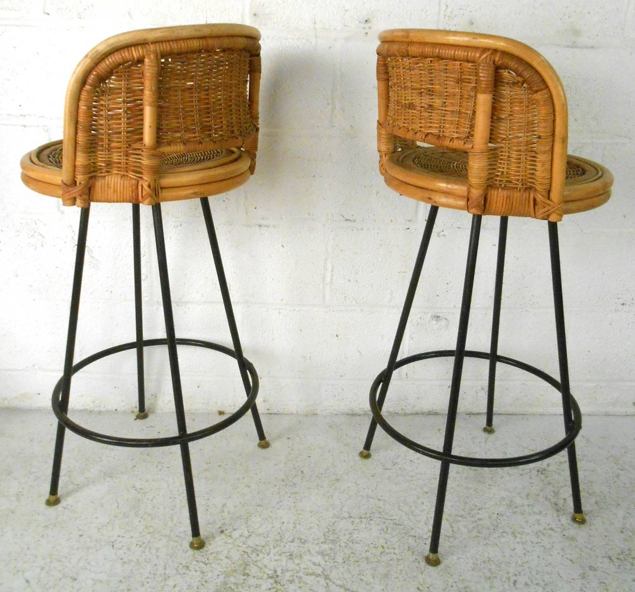 modern rattan bar stools