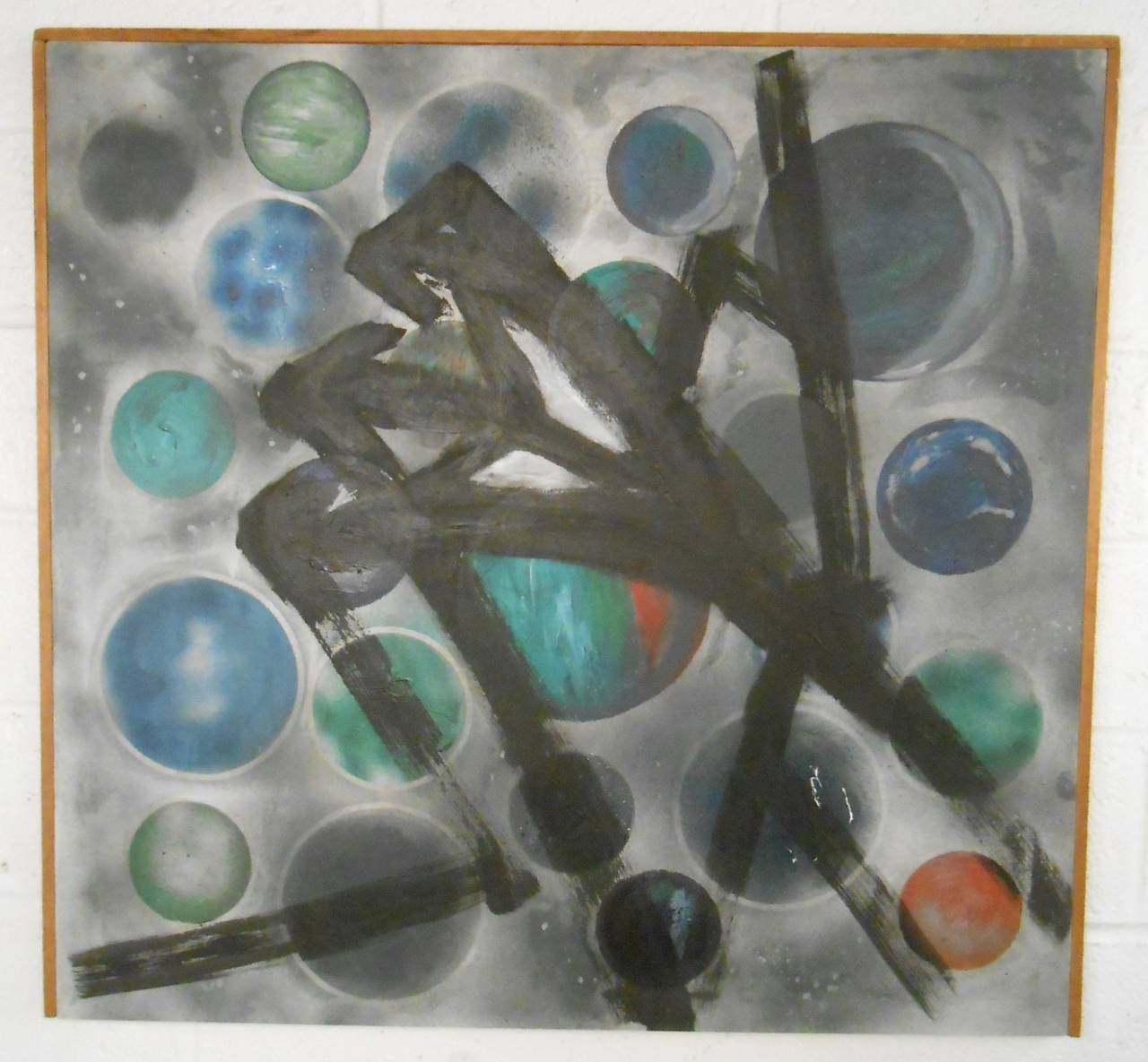 Sconosciuto Opera d'arte originale astratta su tela del periodo medio-novecentesco in vendita