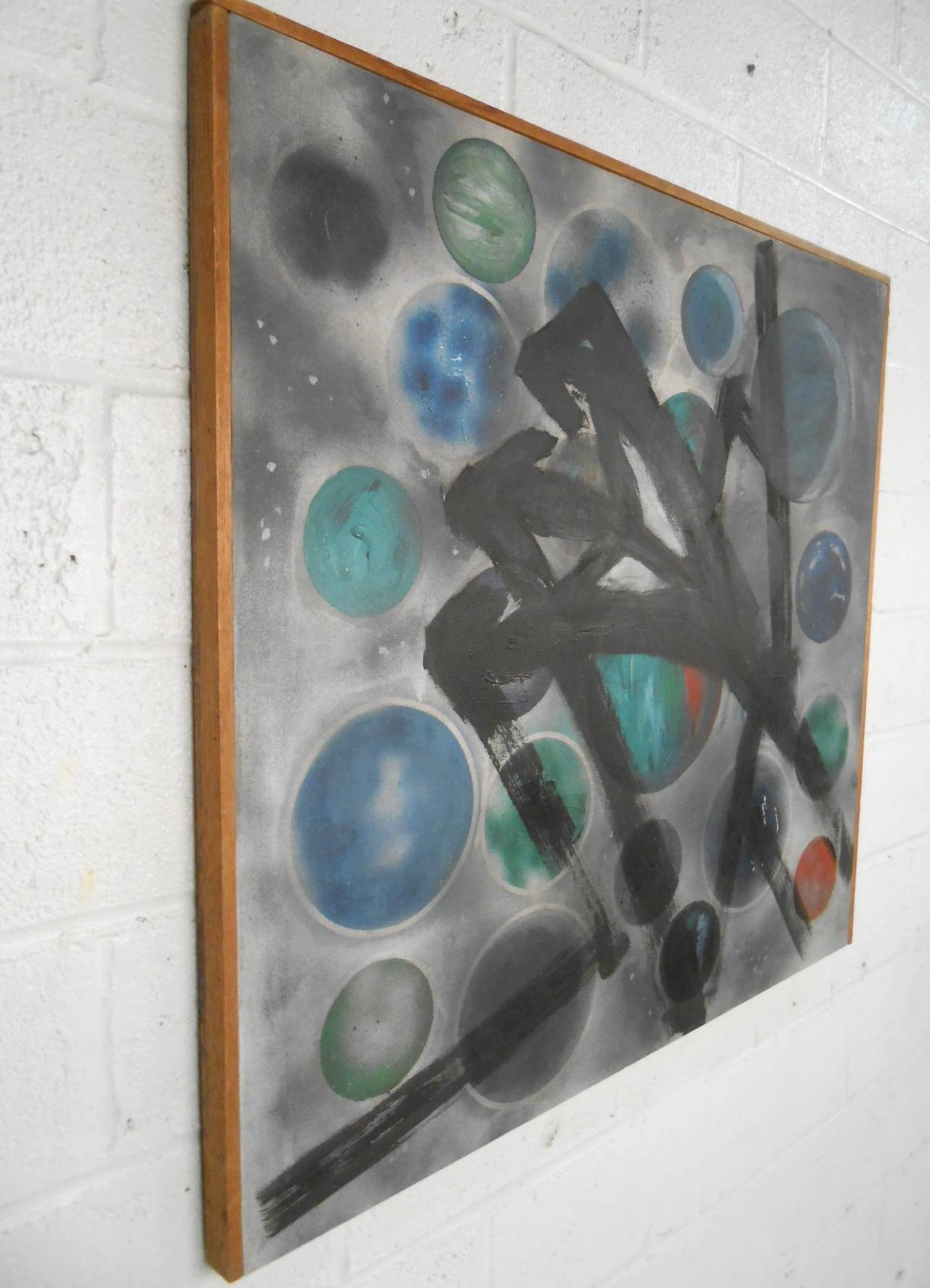 Mid-Century Modern Abstract Original Artwork on Canvas In Good Condition For Sale In Brooklyn, NY