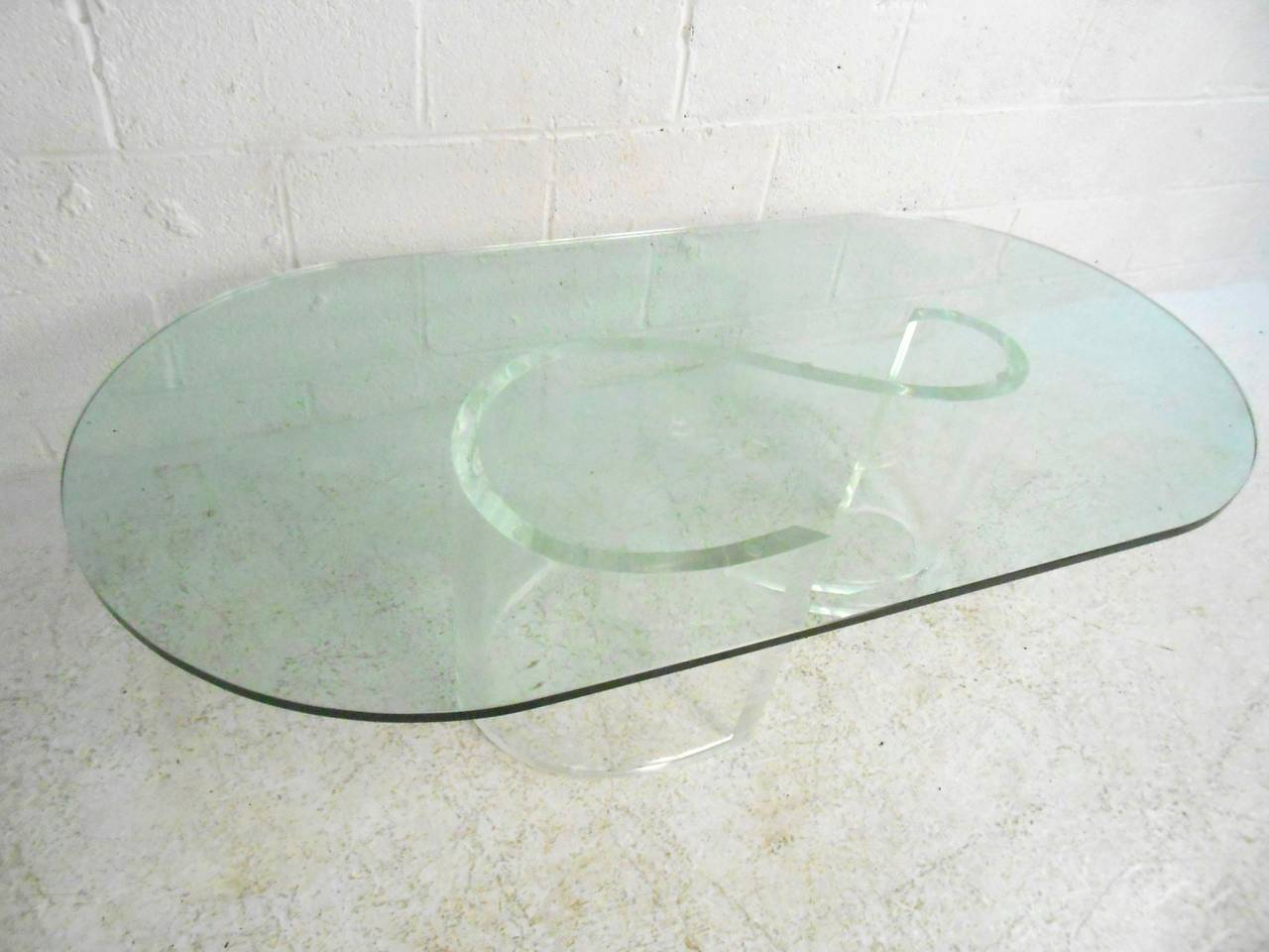 Glass Mid-Century Modern Lucite Coffee Table