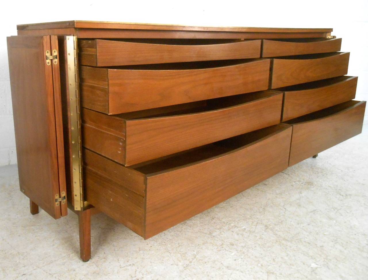 American Unique Mid-Century Modern Cane Front Dresser by Paul McCobb for Calvin