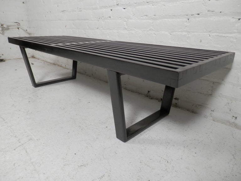 Black Slat Bench By George Nelson In Excellent Condition In Brooklyn, NY
