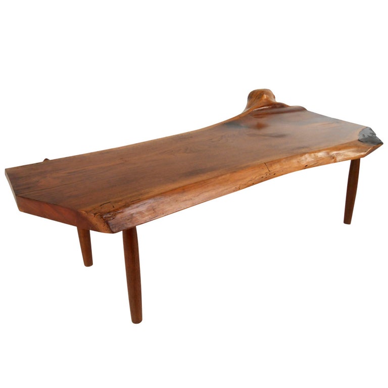 Vintage Modern Wood Slab Coffee Table