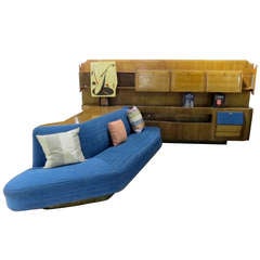Great Mid-Century Wall Unit w/ Wrapping Sofa By Dassi