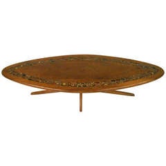 Mid-Century Walnut Coffee Table with Tile Inlay 9