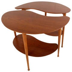 Pair Unique Mid-Century Amoeba Side Tables