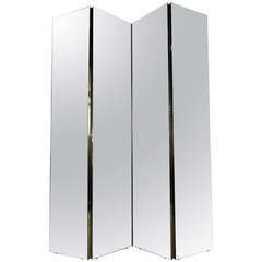 Four Panel Mirrored Room Divider