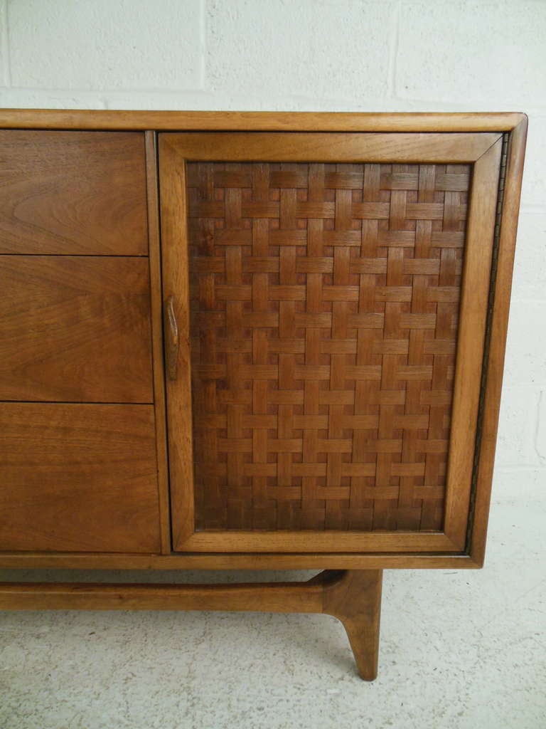 Mid-Century Modern Lane Altavista Basket Weave Console