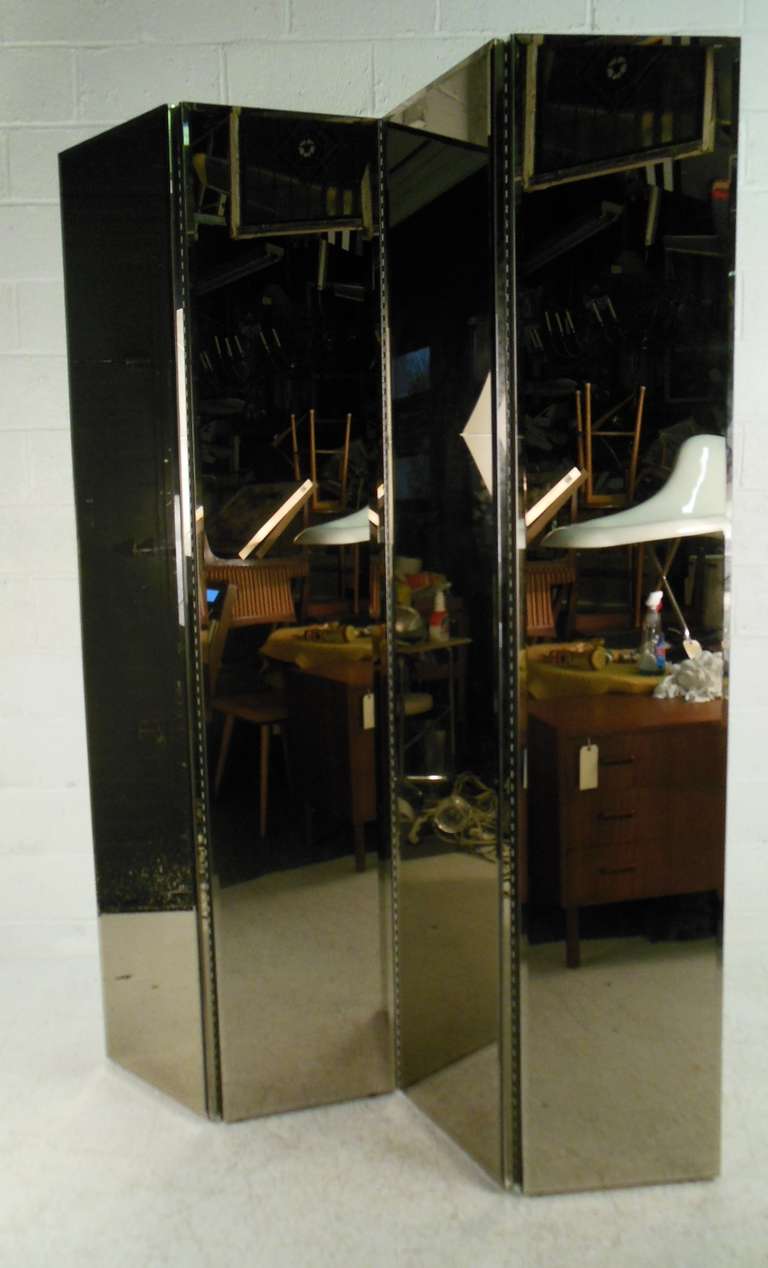 4 panel mirror room divider