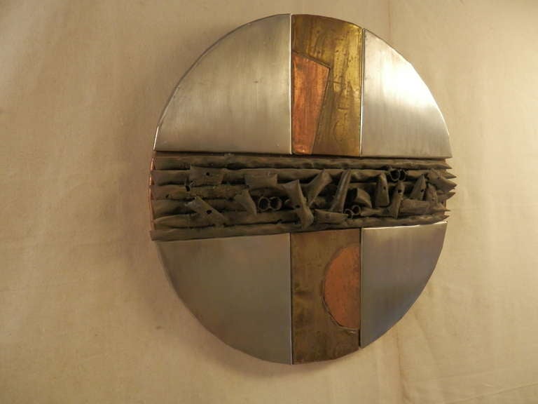 C. Jere Ispired Metal Relief Wall Sculpture In Brutalist Style at 1stDibs