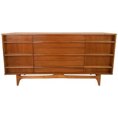 Unique Curved Front Mid-Century Modern Walnut Server