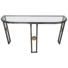 Mid-Century Modern Mastercraft Style Demilune Console Table