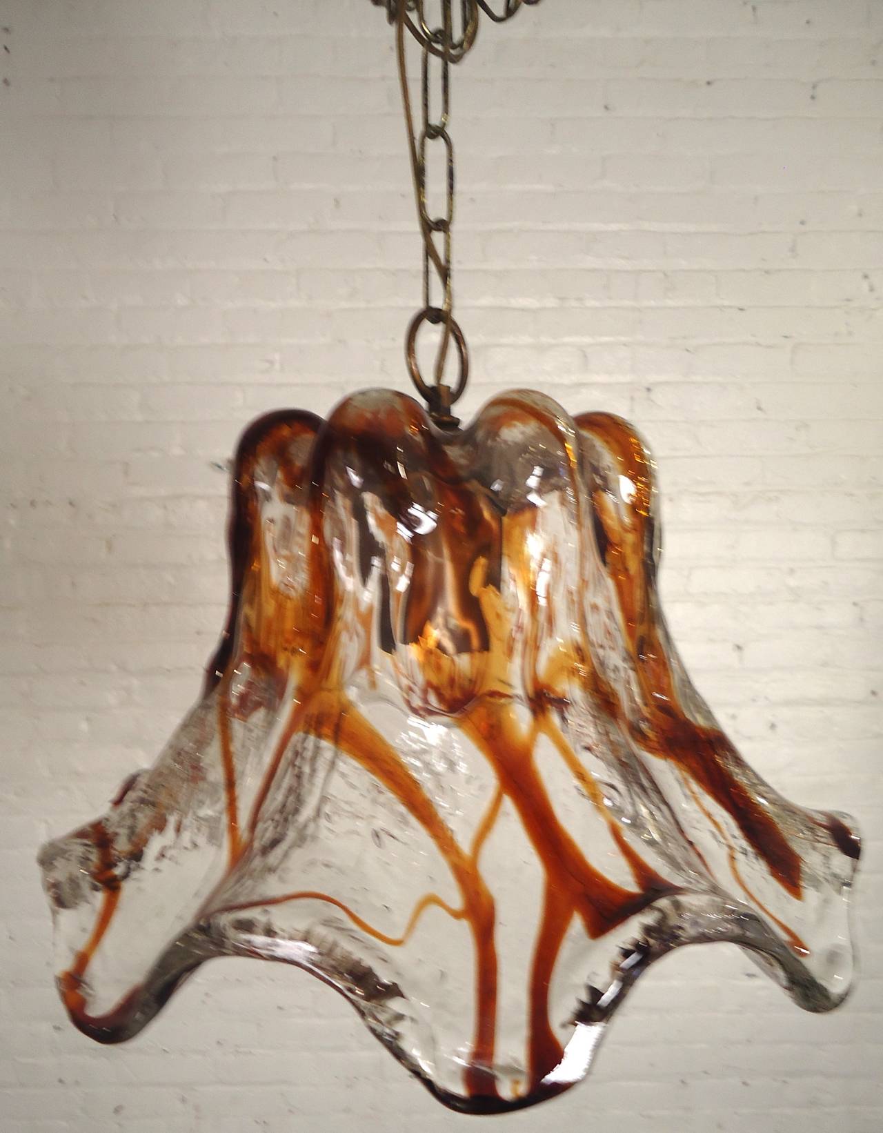 Mid-Century Modern Sculpted Blown Glass Petal Lamp by Mazzega