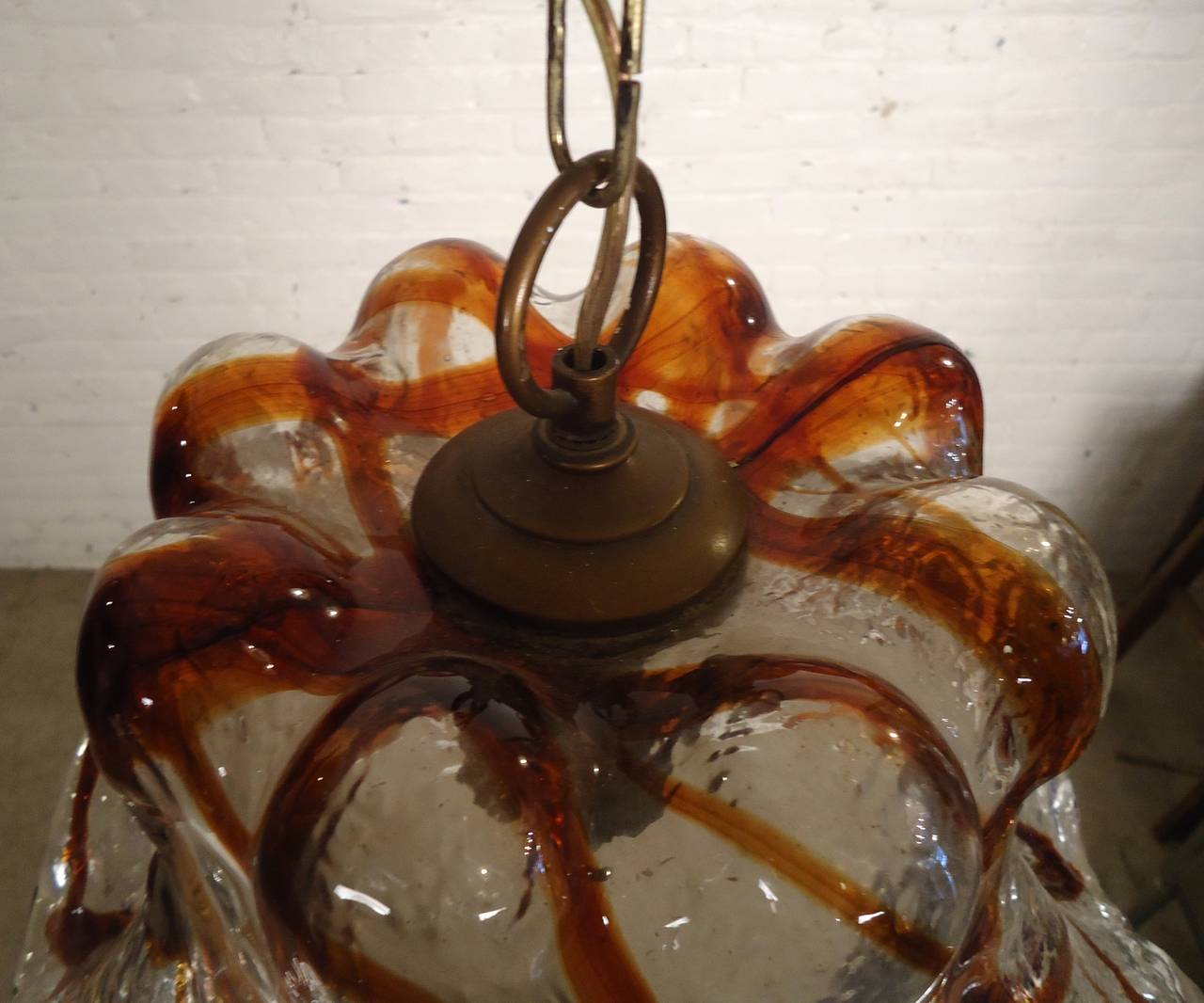 Sculpted Blown Glass Petal Lamp by Mazzega 1
