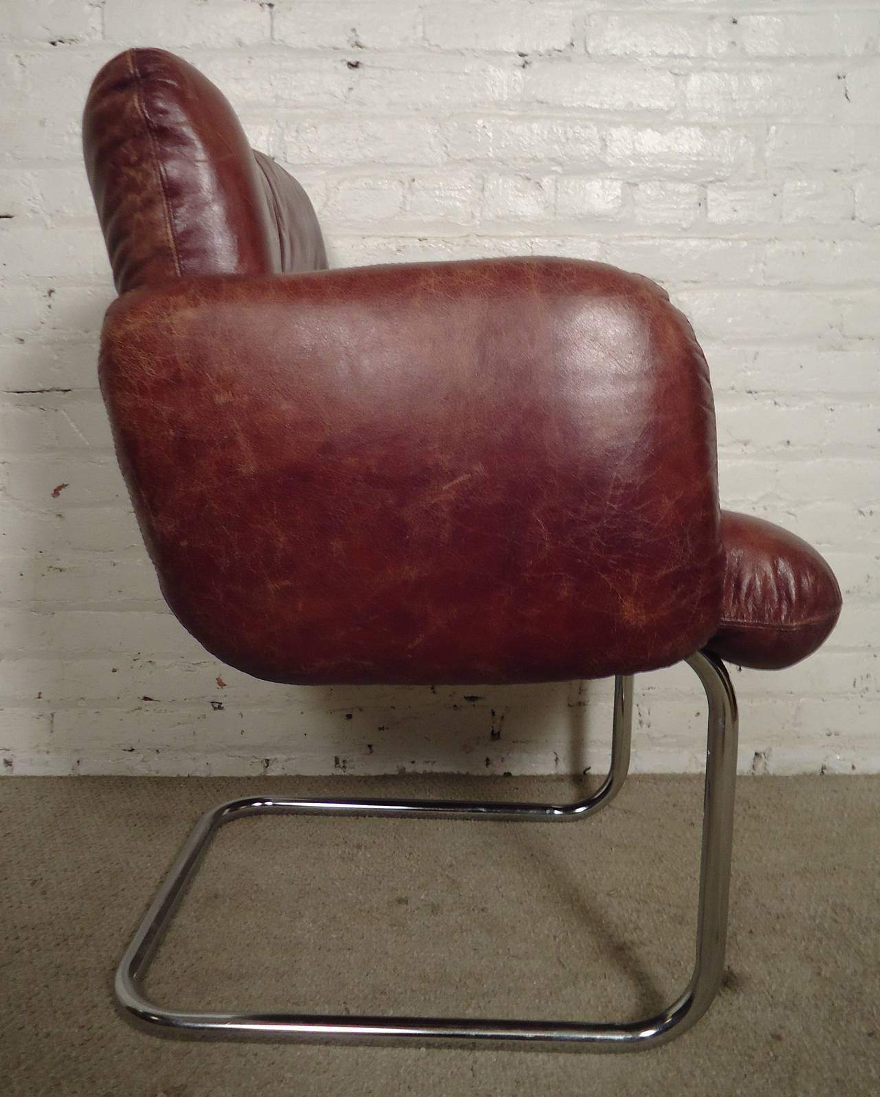Pair of Mid-Century Tufted Leather Chairs by Harvey Probber 1