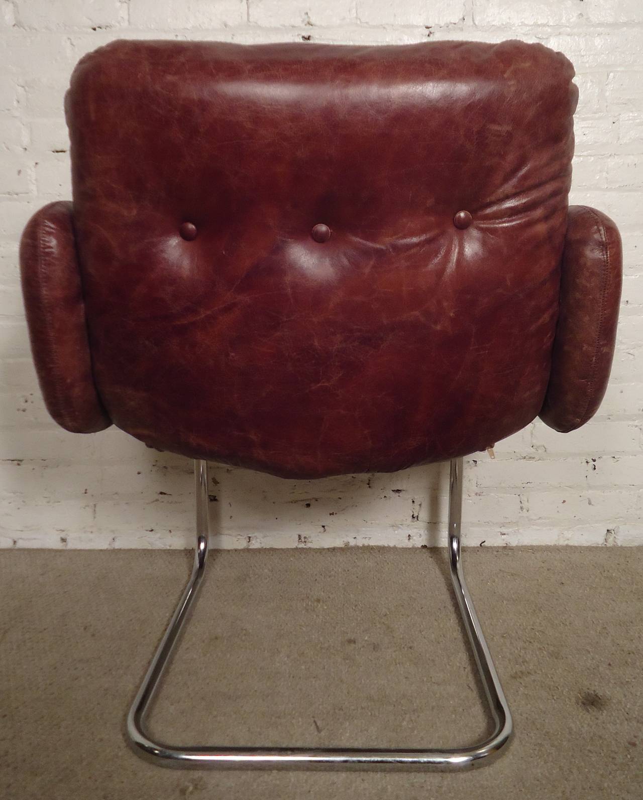 Pair of Mid-Century Tufted Leather Chairs by Harvey Probber 2