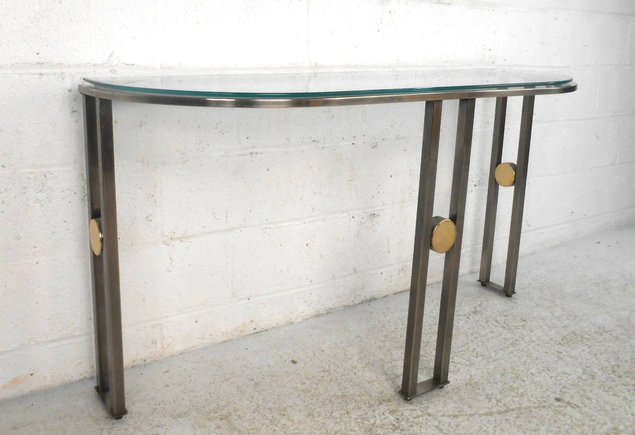 Late 20th Century Mid-Century Modern Mastercraft Style Demilune Console Table