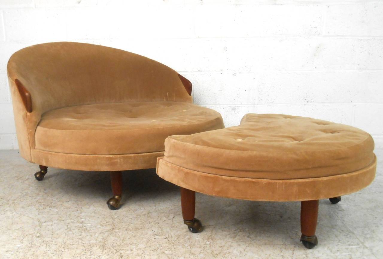American Mid-Century Modern Adrian Pearsall Lounge Chair and Ottoman