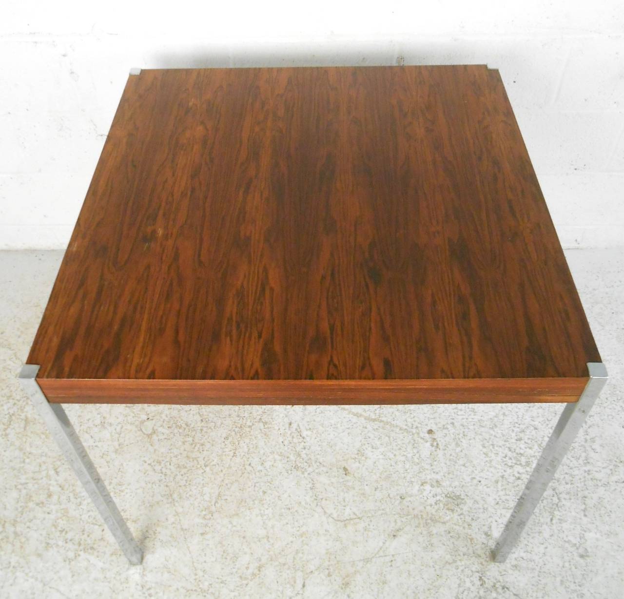 Mid-Century Modern Rosewood and Chrome Knoll Style Table 1