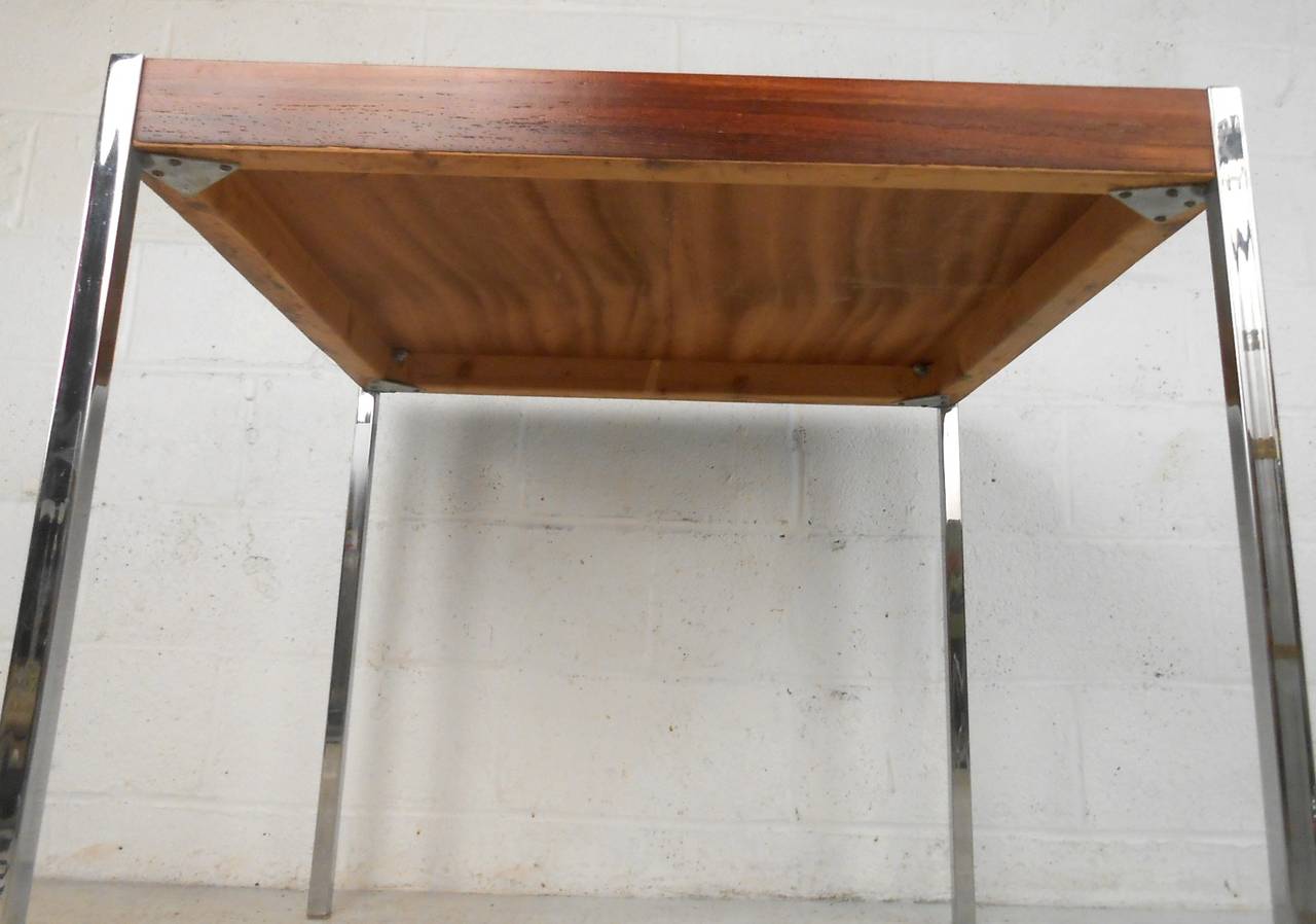 Mid-Century Modern Rosewood and Chrome Knoll Style Table 2