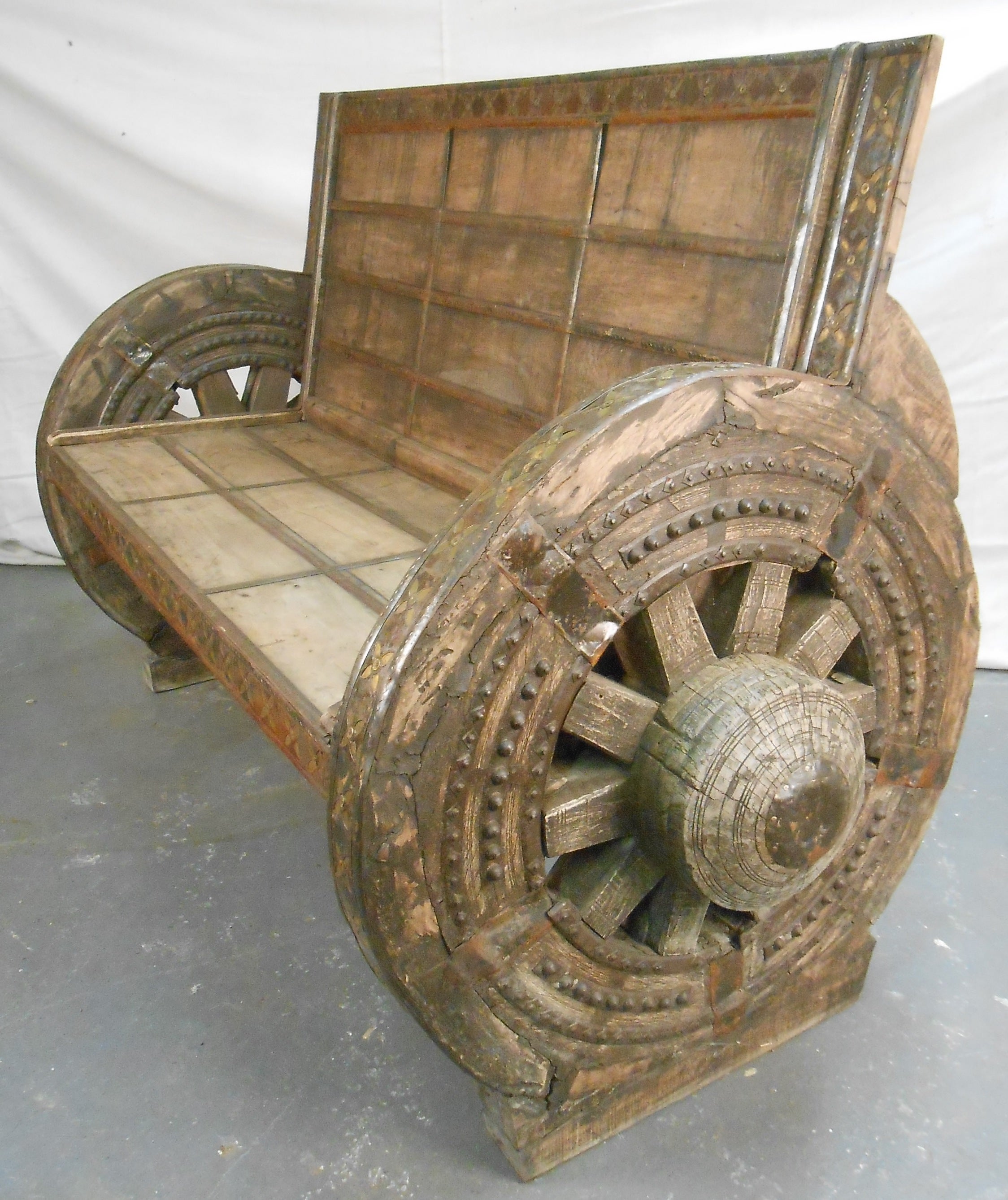 Vintage Wagon Wheel Bench