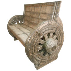 Vintage Wagon Wheel Bench