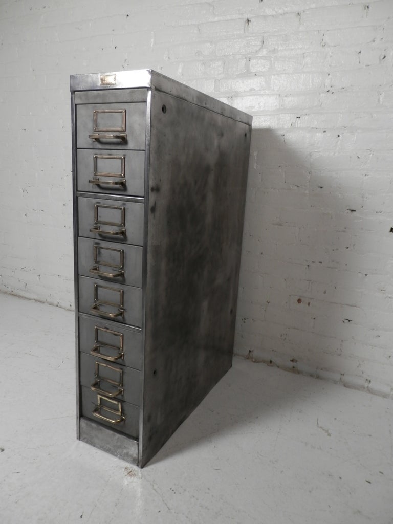 Hefty Eight Drawer Metal File Cabinet In Excellent Condition In Brooklyn, NY
