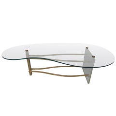 Glass And Lucite Kidney Coffee Table