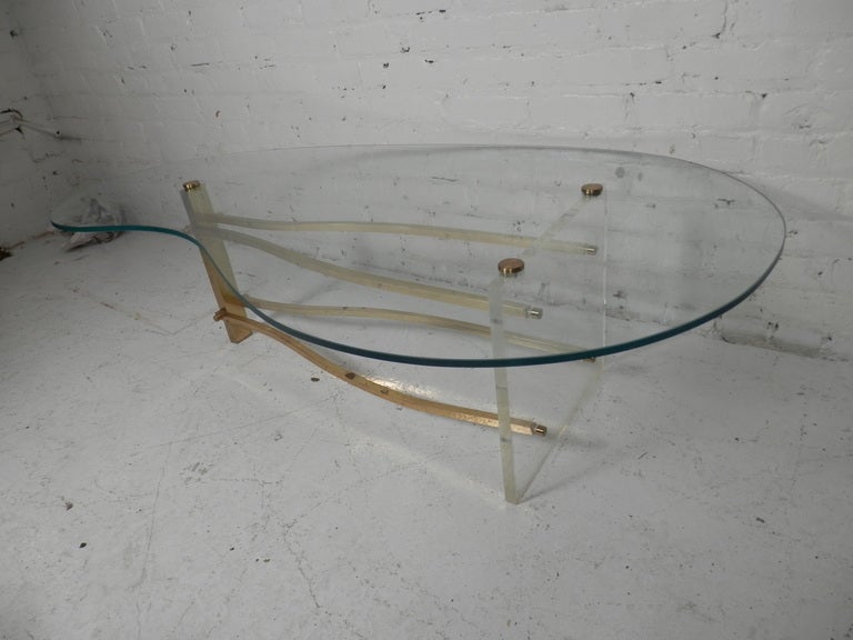 Glass And Lucite Kidney Coffee Table 2