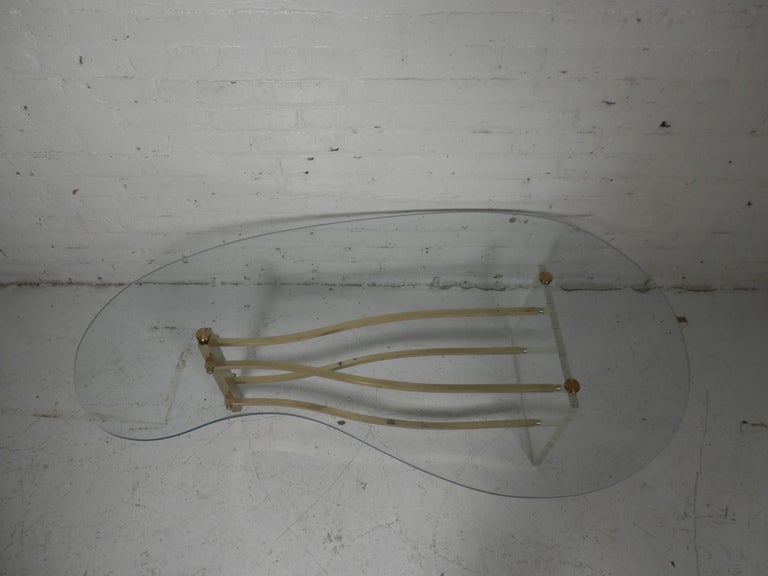 Glass And Lucite Kidney Coffee Table 3