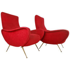 Mid-Century Lounge Chairs in the Style of Marco Zanusco