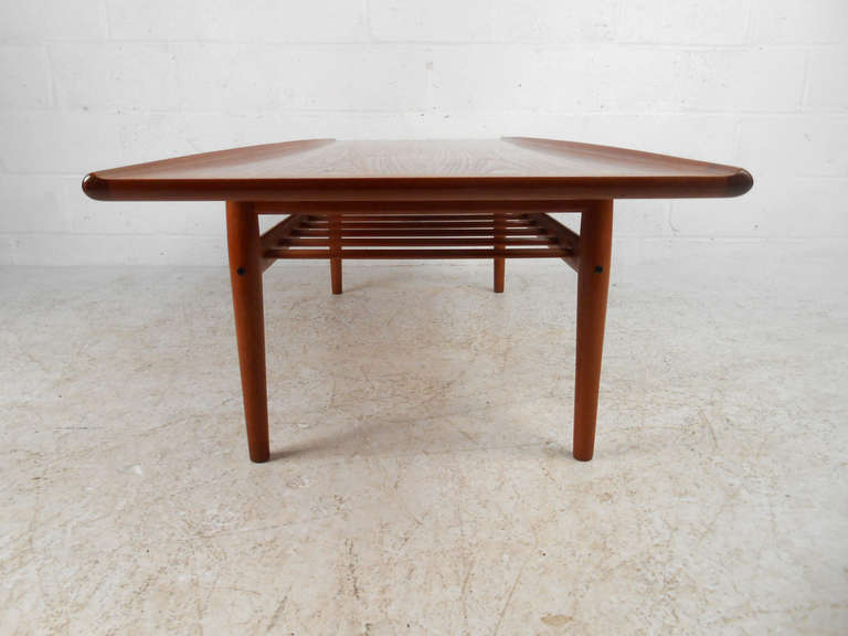 Danish Teak Coffee Table with Shelf by Grete Jalk In Good Condition In Brooklyn, NY