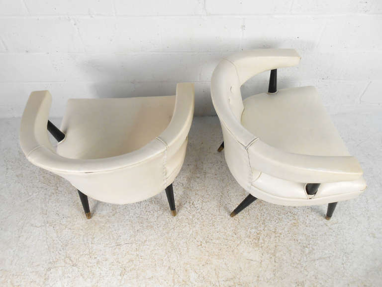 PVC Pair Vinyl Barrel Back Side Chairs